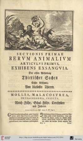 Sectionis primae rervm animalivm