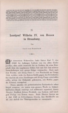 II. Landgraf Wilhelm IV. von Hessen in Strassburg.