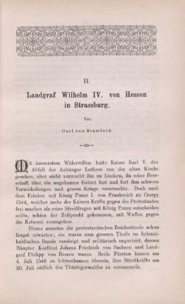 II. Landgraf Wilhelm IV. von Hessen in Strassburg.