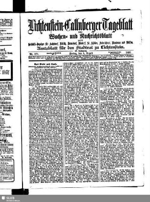 Lichtenstein-Callnberger Tageblatt : Anzeiger für Lichtenstein-Callnberg, Hohndorf, Rödlitz, Bernsdorf, Rüsdorf, St. Egidien, Heinrichsort, Marienau, den Mülsengrund, Kuhschnappel und Tirschheim