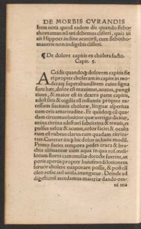 De dolore capitis ex cholera facto. Capit. 5.