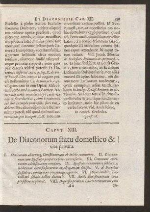 Caput XIII. De Diaconorum statu domestico & vita privata.
