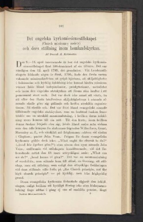 Det engelska kyrkomissionssällskapet (church missionary society) och dess ställning inom hemlandskyrkan