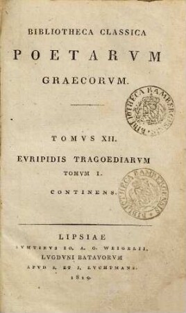 Euripidis tragoediae : in usum praelectionum academicarum et scholarum, 1