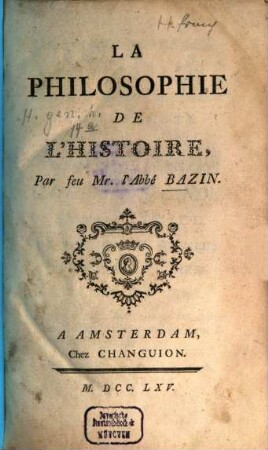 La Philosophie de l'Histoire