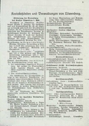 Kreisbehörden und Verwaltungen von Löwenberg