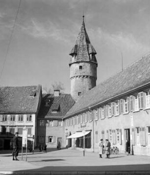 Ravensburg. Biberacher Straße. Ansicht mit Grünem Turm