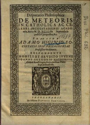 Disputatio philosophica de meteoris
