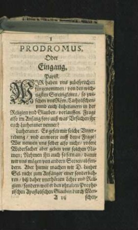 Prodromus, Oder Eingang.