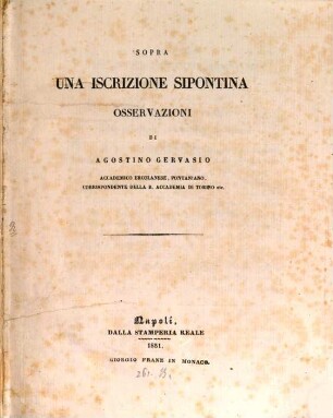 Sopra una iscrizione sipontina