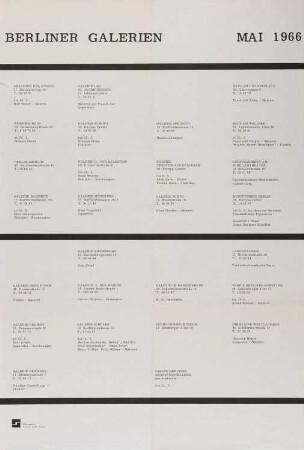 Ausstellungsplakat der Berliner Galerien, 1966