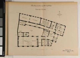 Schulhausneubau am Paniersplatz. Erdgeschoß-Grundriß.
