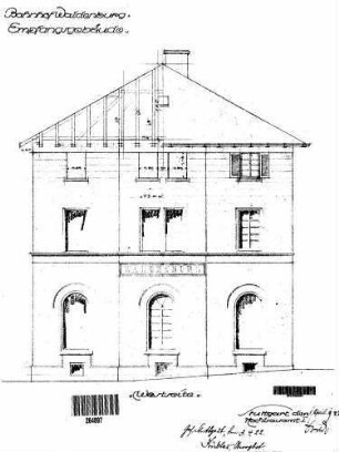 Waldenburg (Württ): Empfangsgebäude Verwaltungsgebäude Giebelansicht Westseite