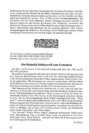 Ott-Heinrich Schönewolf zum Gedenken
