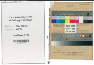 Entnazifizierung Fritz Hoeffken , geb. 17.03.1907 (Betriebsleiter)