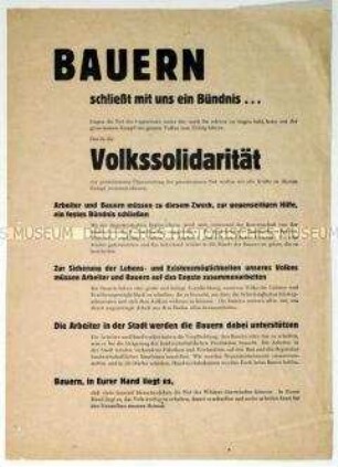 Aufruf zur Aktion "Volkssolidarität gegen die Not der Gegenwart"