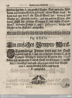 Fig. XXXII. Ein einfaches Pompen-Werck.