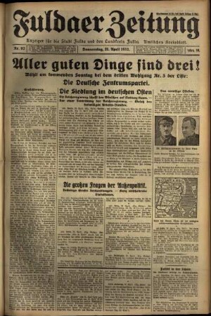 Erste Ausgabe vom Donnerstag, den 21. April 1932.