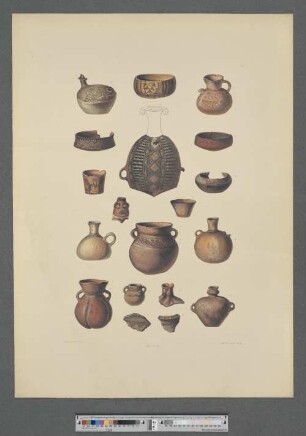 [Tafel 96. Rothe, zum Theil bemalte Thongefässe.]