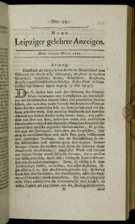 No. 25. Den 27ten März 1789.