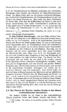 § 4. Die Theorie der Kurven zweiten Gerades in den ebenen nichteuklidischen Geometrien.