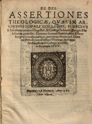 De Deo assertiones theologicae