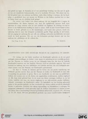 2.Ser. 1.1908: Aanwinsten van het stedelijk Museum de Lakenhal te Leiden