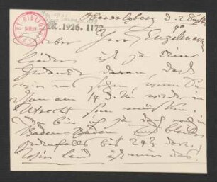 Brief an Wilhelm Engelmann : 02.09.1890