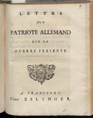 Lettre D'Un Patriote Allemand Sur La Guerre Presente