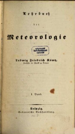 Lehrbuch der Meteorologie. 1