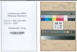 Entnazifizierung Ernst Rohlaender , geb. 00.00.0000 (Fabrikant)