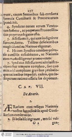 CAPUT VII. De AErario