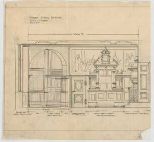 Thiersch, Friedrich von; Münsing / Starnberger See (Bayern); Schloss Seeburg, Umbau - 1. Variante - Speisezimmer (Wandabwicklung)