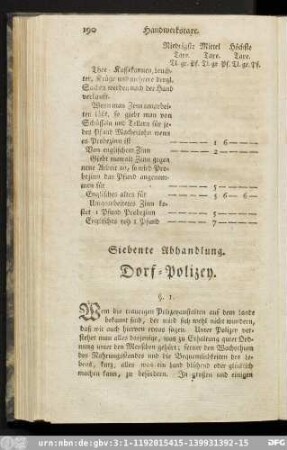 Siebente Abhandlung. Dorf-Policey.