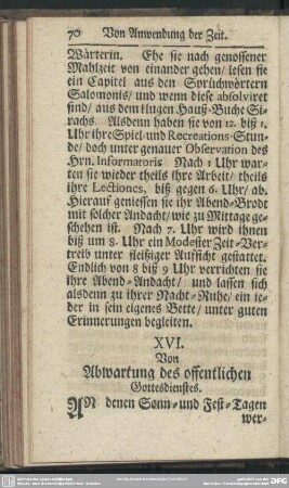 XVI. Von Abwartung des offentlichen Gottesdienstes