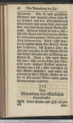 XVI. Von Abwartung des offentlichen Gottesdienstes