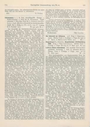 620-621 [Rezension] Lietzmann, Hans (Hrsg.), Johannes Bugenhagen‘s Braunschweiger Kirchenordnung 1528