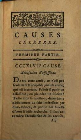 Causes célèbres, curieuses et intéressantes, de toutes les cours souveraines du royaume, avec les jugemens qui les ont décidées. [N.F.] 107. 1783