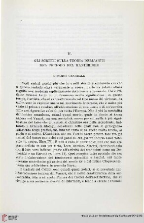 II. Gli scritti sulla teoria dell’arte nel periodo del manierismo. Sguardo generale