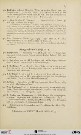 Autographen-Kataloge u.a. (Nr. 462-477)