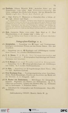 Autographen-Kataloge u.a. (Nr. 462-477)