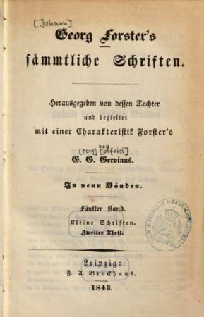 Georg Forster's sämmtliche Schriften : In neun Bänden. 5, Kleine Schriften ; 2