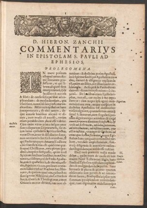 D. Hieron. Zanchii Commentarius In Epistolam S. Pauli Ad Ephesios.