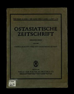 Ostasiatische Zeitschrift / NF 13.1937, Heft 6