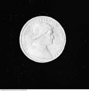 Medaille auf Bischof Clemente und Kardinal Giuliano della Rovere, Revers: Kardinal Giuliano della Rovere (später Papst Giulio II.), Brustporträt mit Tonsur nach rechts