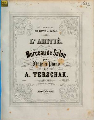L' Amitié : morceau de salon pour flûte et piano ; op. 50