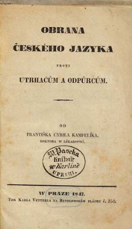 Obrana českého jazyka proti utrhačům a odpůrcům