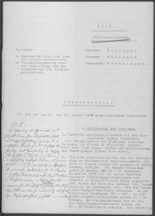 Kirchentellinsfurt mit Domäne Einsiedel: Pfarrbericht 1928