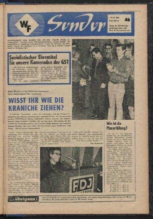 Betriebszeitung 'WF-Sender', Nr.46/1968 (13. Dezember 1968)