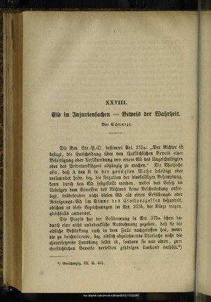 XXVIII. Eid in Injuriensachen - Beweis der Wahrheit
